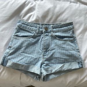 Pin striped high waisted shorts